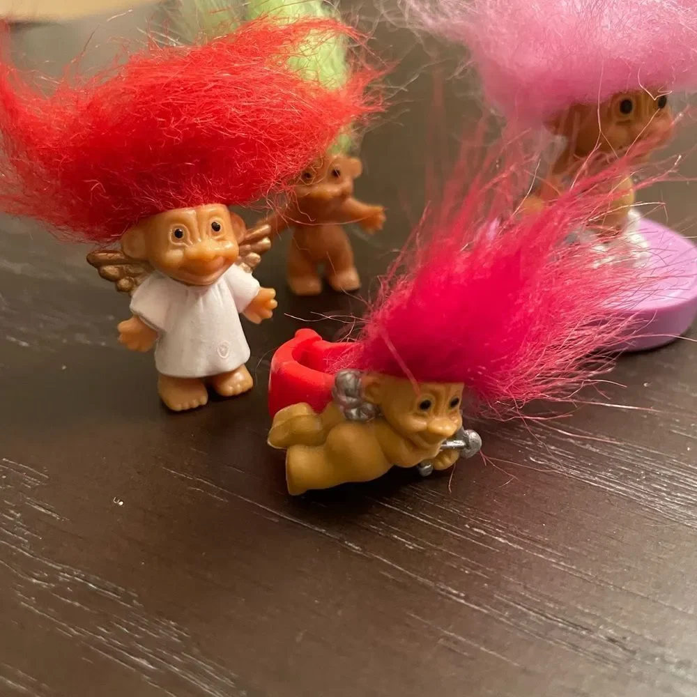 Russ Vintage Troll Lot Cupid Ring Pencil Toppers Easter lot of 9